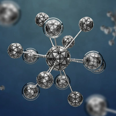 A molecule illustration (illustration, not a photo of the ElectroSlim powder)